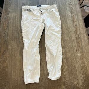 Gap Denim Legging Jeans High Rise Cotton Blend Pinstripe Blue White Size 31R